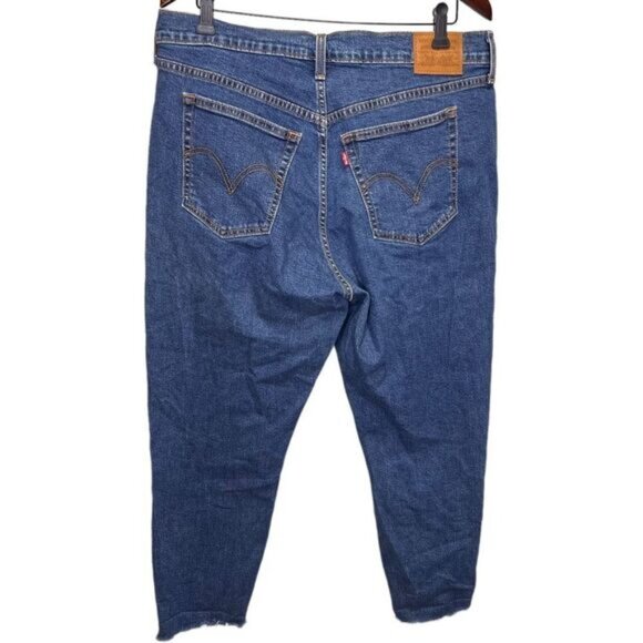 Levi's Wedgie Skinny Jeans Raw Frayed Hem Button Fly Size 16 Medium Wash Denim - Picture 6 of 13